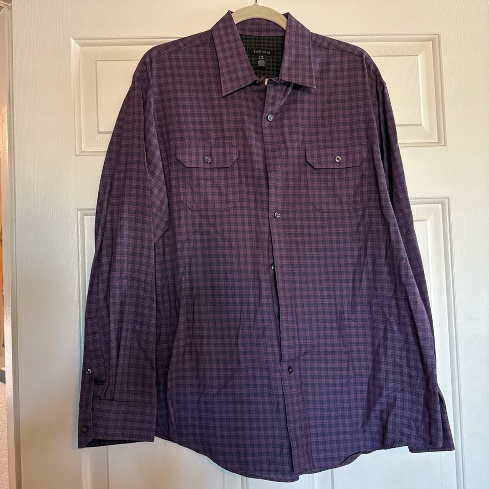 Van Heusen Purple Plaid Shirt
